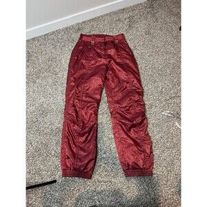 Vintage Kaelin Pants Womens 12 Red Paisley Ski Insulated High Waist Belted 80s
